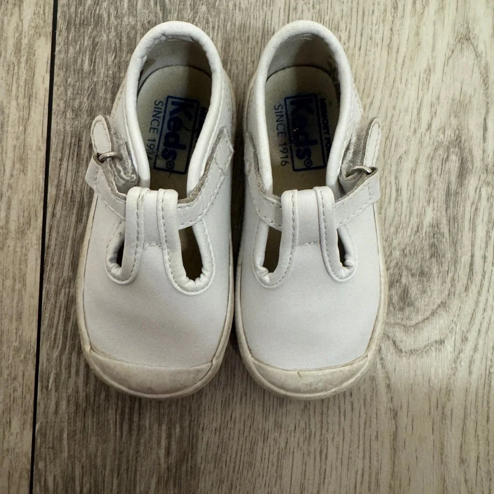 Keds White Baby Walker Shoes T-Strap Design